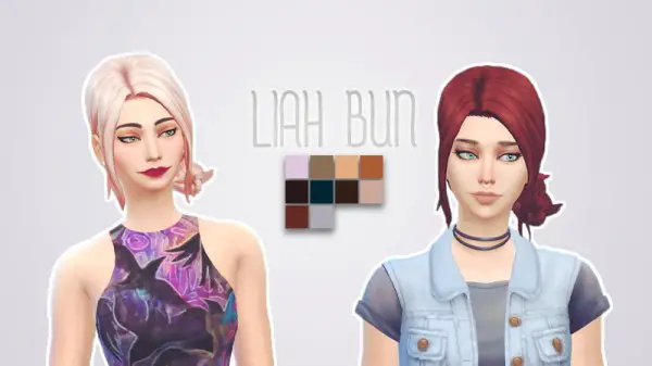 Whoohoosimblr: Liah bun hair recolored for Sims 4