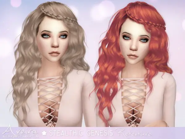 Aveira Sims 4: Stealthic`s Genesis hair retextured for Sims 4