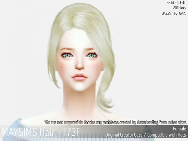 MAY Sims: May 173F hair retextured for Sims 4