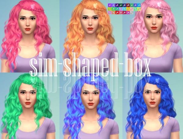 Sim Shaped Box: Stealthic`s Genesis hair recolored for Sims 4