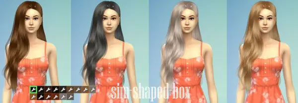 Sim Shaped Box: Leahlillith’s Heartburn hair recolored for Sims 4