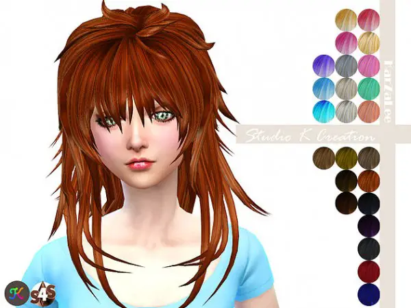 Studio K Creation: Animate hair 57   AOBA for Sims 4