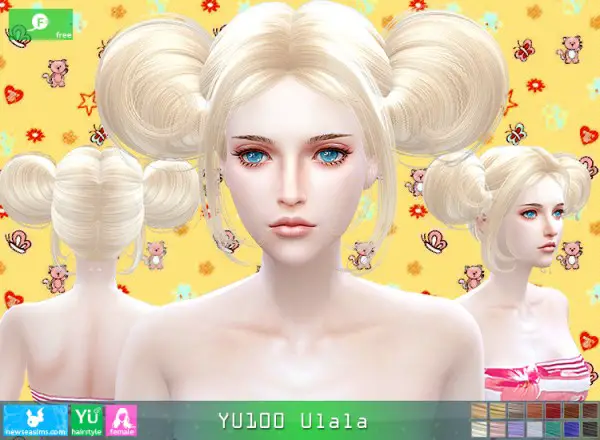 NewSea: YU100 Ulala hair for Sims 4