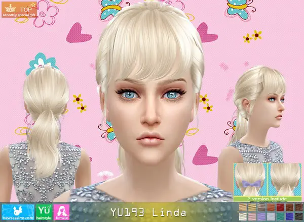 NewSea: YU193 Linda hair for Sims 4