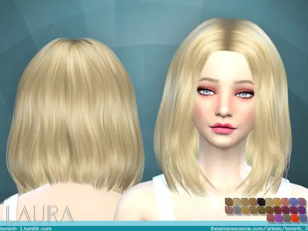 The Sims Resource: Laura hair by Tsminh 3 for Sims 4