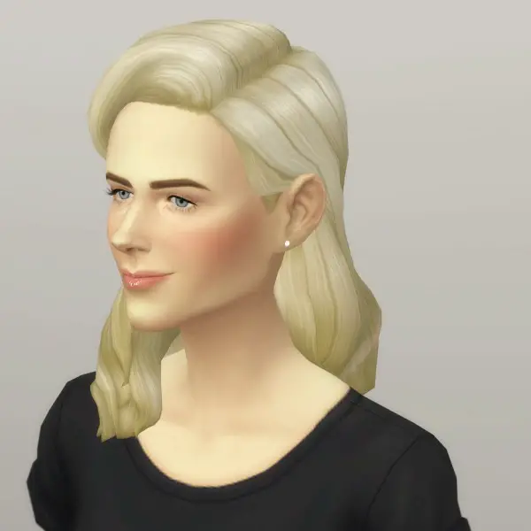 Rusty Nail: Long wavy classic hair for her V2 for Sims 4