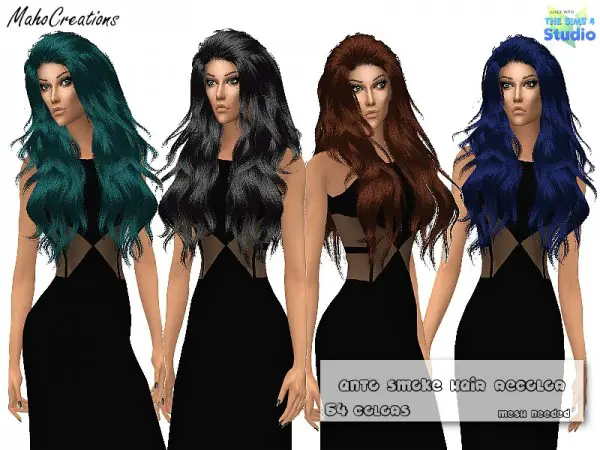 The Sims Resource: Anto`s Smoke Hair Recolored by MahoCreations for Sims 4