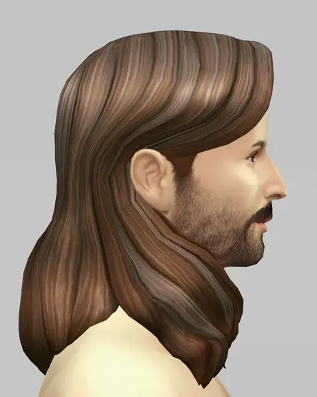 Rusty Nail: Long wavy classic hair for him V2 for Sims 4