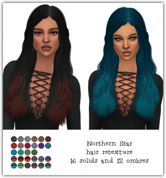 Simsworkshop: Cazy’s Northern Star hair retextured by maimouth for Sims 4