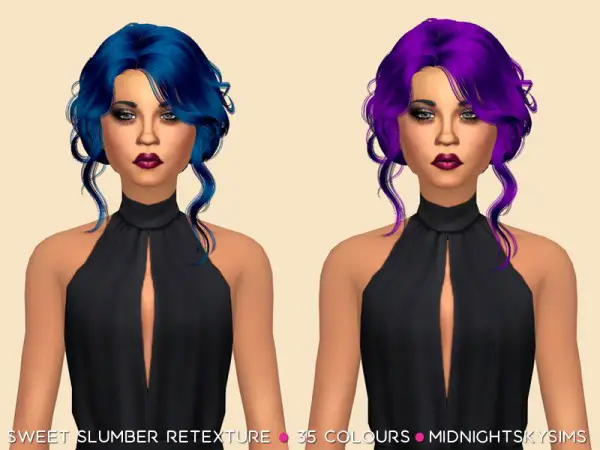 Simsworkshop: Sweet Slumber Unnatural hair retextured by midnightskysims for Sims 4