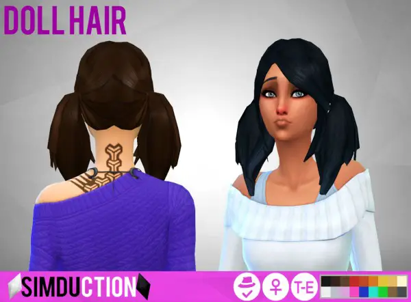 Simduction: Doll hair for Sims 4