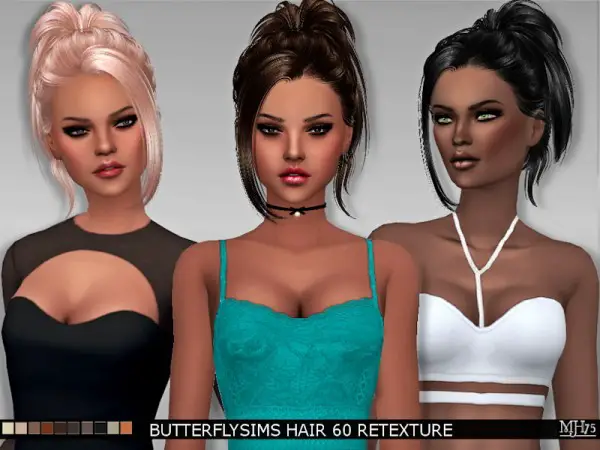 Sims Addiction: Butterflysims Hair 60 retextured for Sims 4