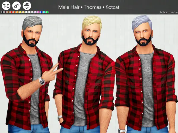 Kot Cat: A very late +300 Followers gift! Thomas hair mesh edit for Sims 4