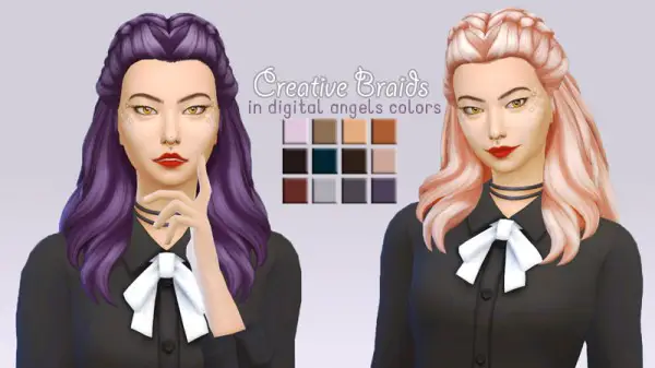 Whoohoosimblr: Creative Braids hair recolor for Sims 4