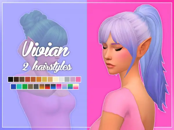 Nolan Sims: Vivian Hair V1   Bun and V2   Pony for Sims 4