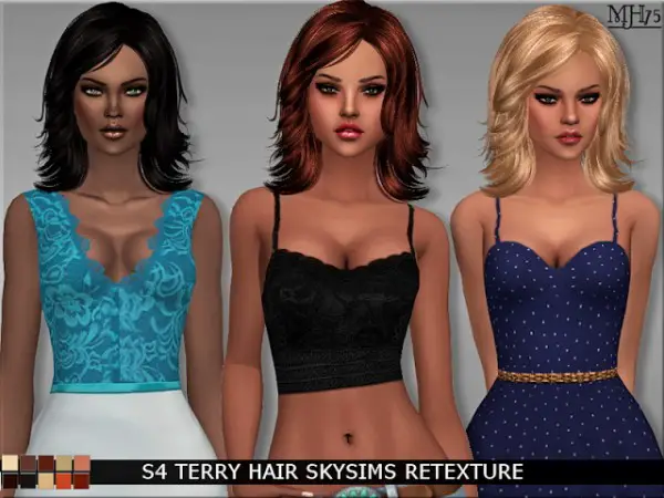 Sims Addiction: Skysims Terry Hair Retextured by Margie Sims for Sims 4