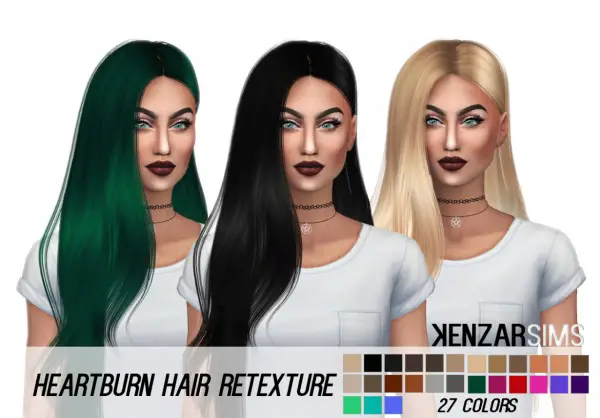 Kenzar Sims: Leahlillith`s Heartburn hair retextured for Sims 4