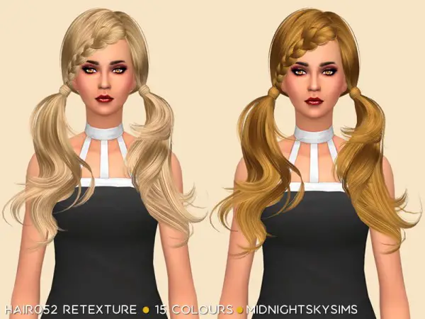 Simsworkshop: Hair 052 natural colors hair retextured by midnightskysims for Sims 4