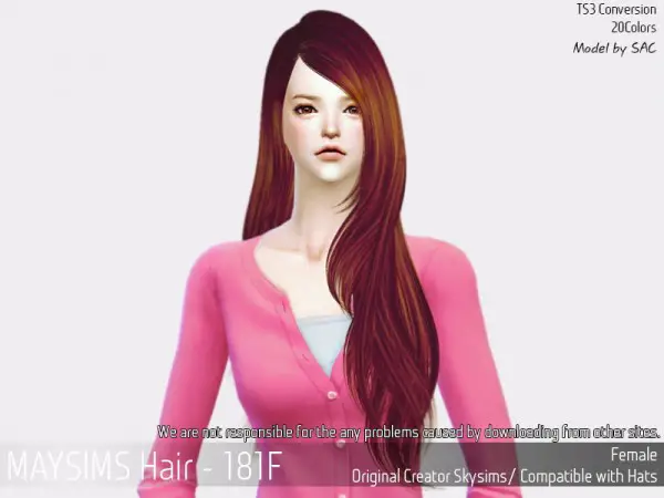 MAY Sims: Hair 181F hair retextured for Sims 4