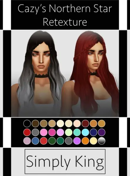 Simply King: Cazy’s Northern Star hair retextured for Sims 4