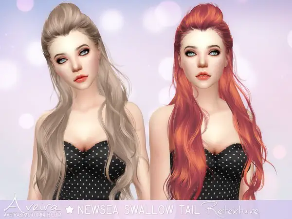 Aveira Sims 4: Newsea Swallow Tail hair retextured for Sims 4