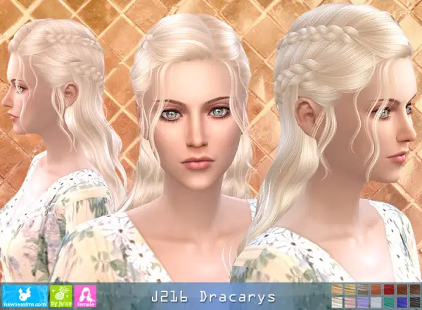 NewSea: J216 Dracarys hair for Sims 4