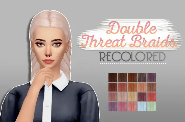 Whoohoosimblr: Double Threat Braids hair for Sims 4
