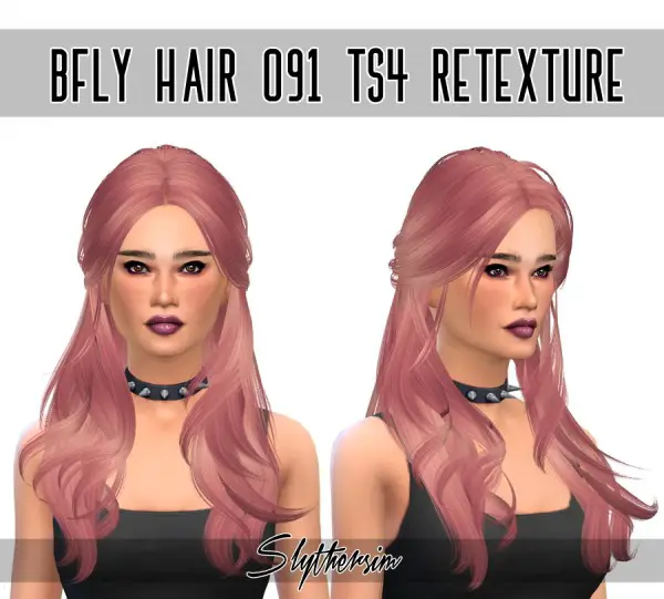 Slythersim: Butterfly`s 091 hair retextured for Sims 4