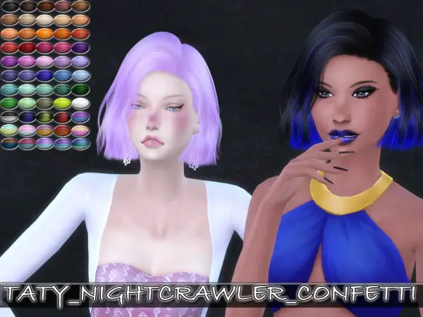 Simsworkshop: Nightcrawler`s Confetti hair retextured by Taty for Sims 4