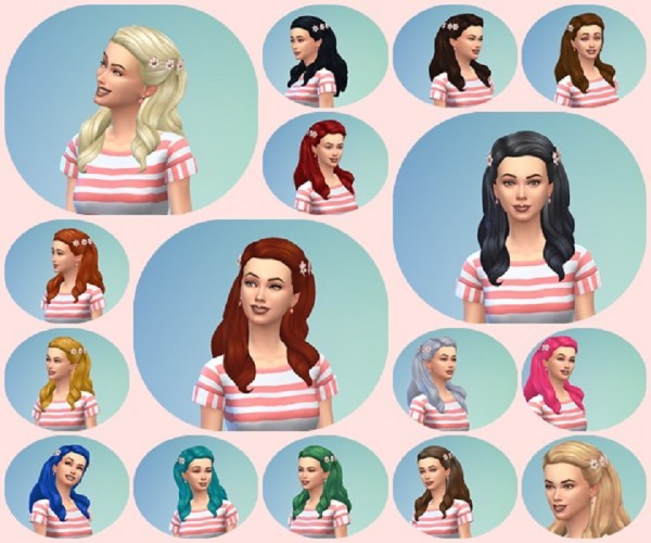 Birksches sims blog: Romantic Flower Hair for Sims 4