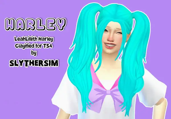 Slythersim: LeahLillith`s Harley hair retextured for Sims 4