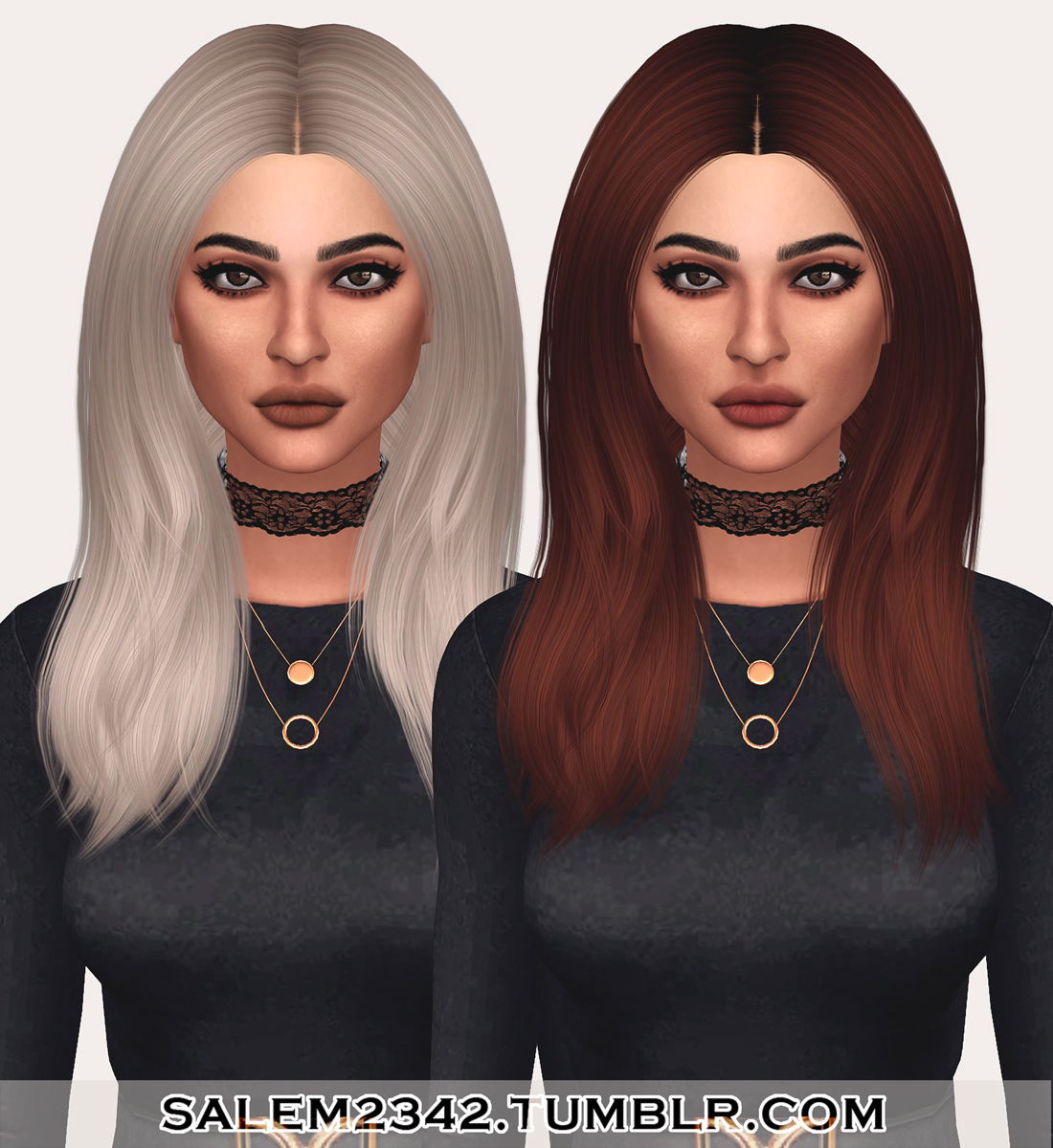 Salem2342: Ade Darma`s Kardashian hair retextured - Sims 4 Hairs