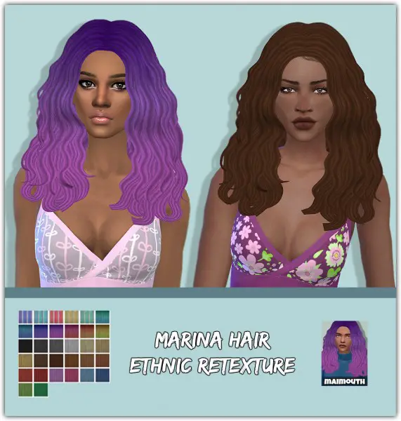 Simsworkshop: Marina Hair   Ethnic Retextured by Maimouth for Sims 4