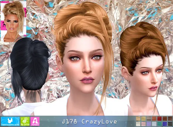 NewSea: J178 Crazy Love hair for Sims 4