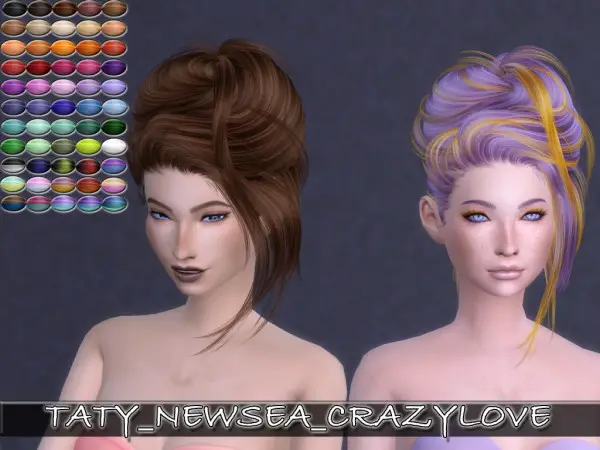 Simsworkshop: Newsea`s Crazy Love hair retextured by Taty for Sims 4