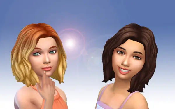 Mystufforigin: Mid Wavy Bob hair for girls for Sims 4