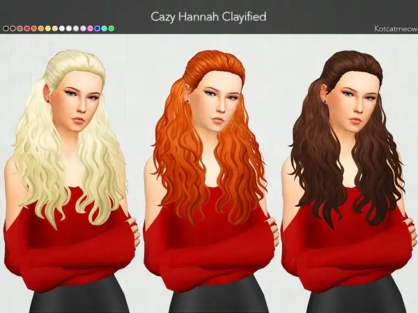 Kot Cat: Cazy`s Hannah Hair Clayified for Sims 4