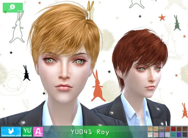 NewSea: YU041 Roy hair for Sims 4