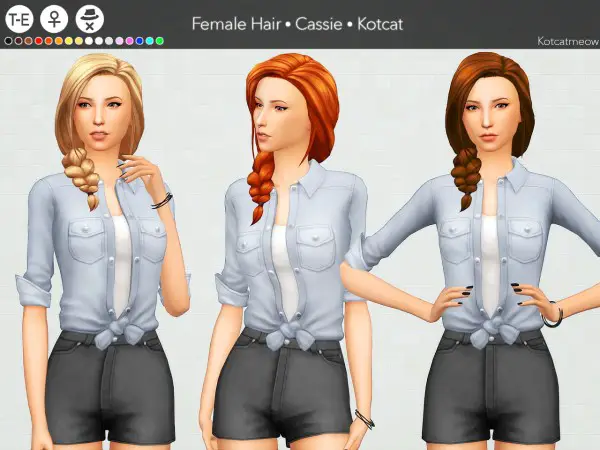 Kot Cat: Cassie hair   1000 Followers gift! for Sims 4