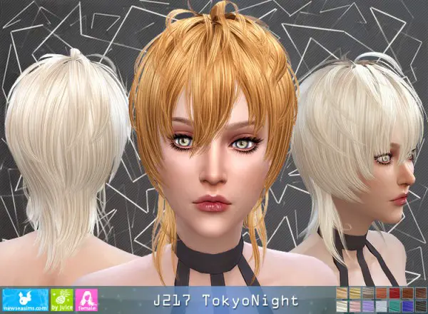 NewSea: J217 Tokyo Nighthair for her for Sims 4