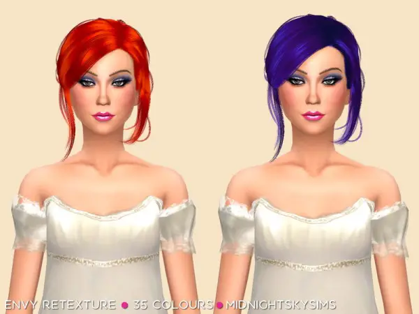 Simsworkshop: Stealthic`s Envy unnatural hair retextured by midnightskysims for Sims 4