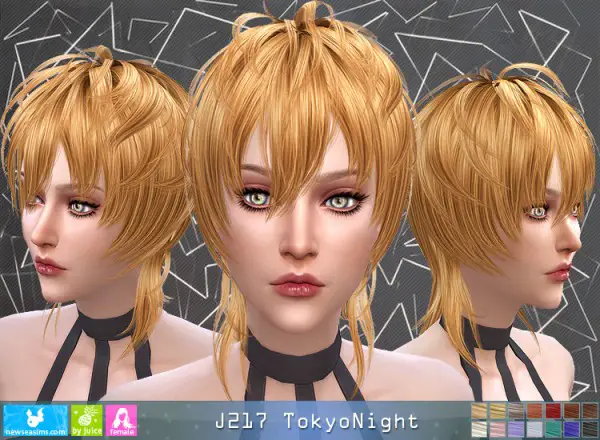 NewSea: J217 Tokyo Nighthair for her for Sims 4
