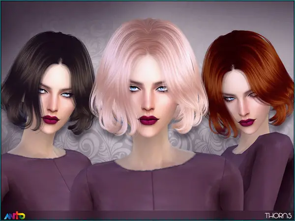 The Sims Resource: Thorns hair by Anto for Sims 4