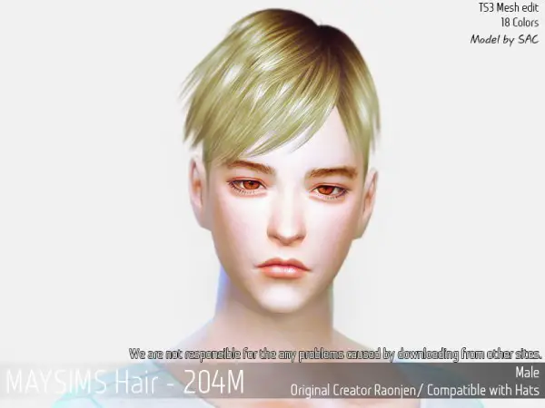 MAY Sims: May Hair 204M retextured for Sims 4