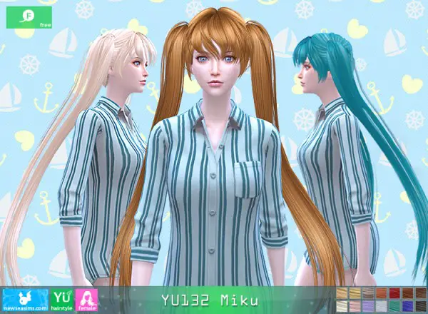 NewSea: Yu132 Miku hair for Sims 4