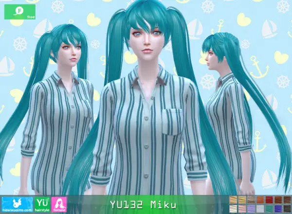 NewSea: Yu132 Miku hair for Sims 4