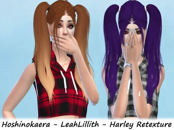 The Sims Resource: LeahLillith`s Harley Hair Retextured by Hoshinokaera for Sims 4