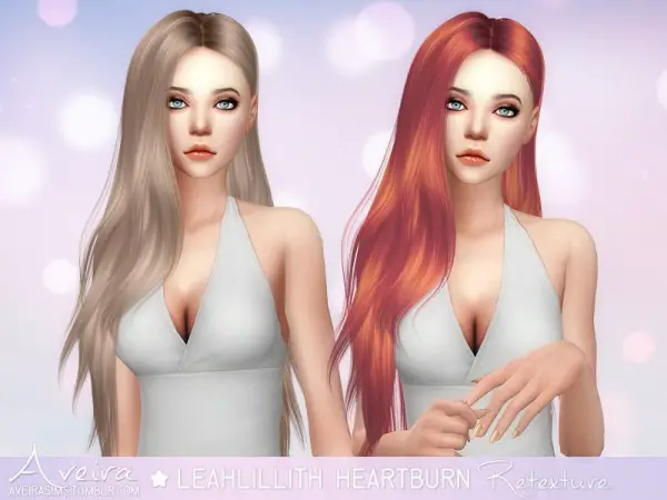 Aveira Sims 4: LeahLillith Heartburn hair retextured for Sims 4