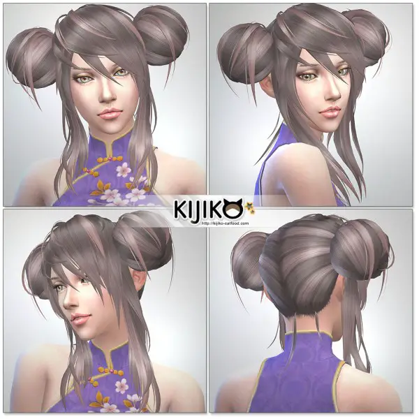 Kijiko Sims: Panda Lan Lan hair for Sims 4