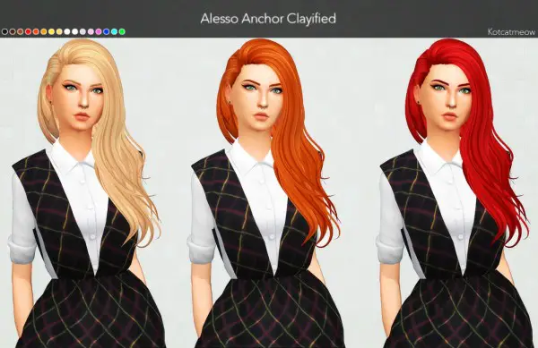 Kot Cat: Alesso Anchor Hair Clayified for Sims 4